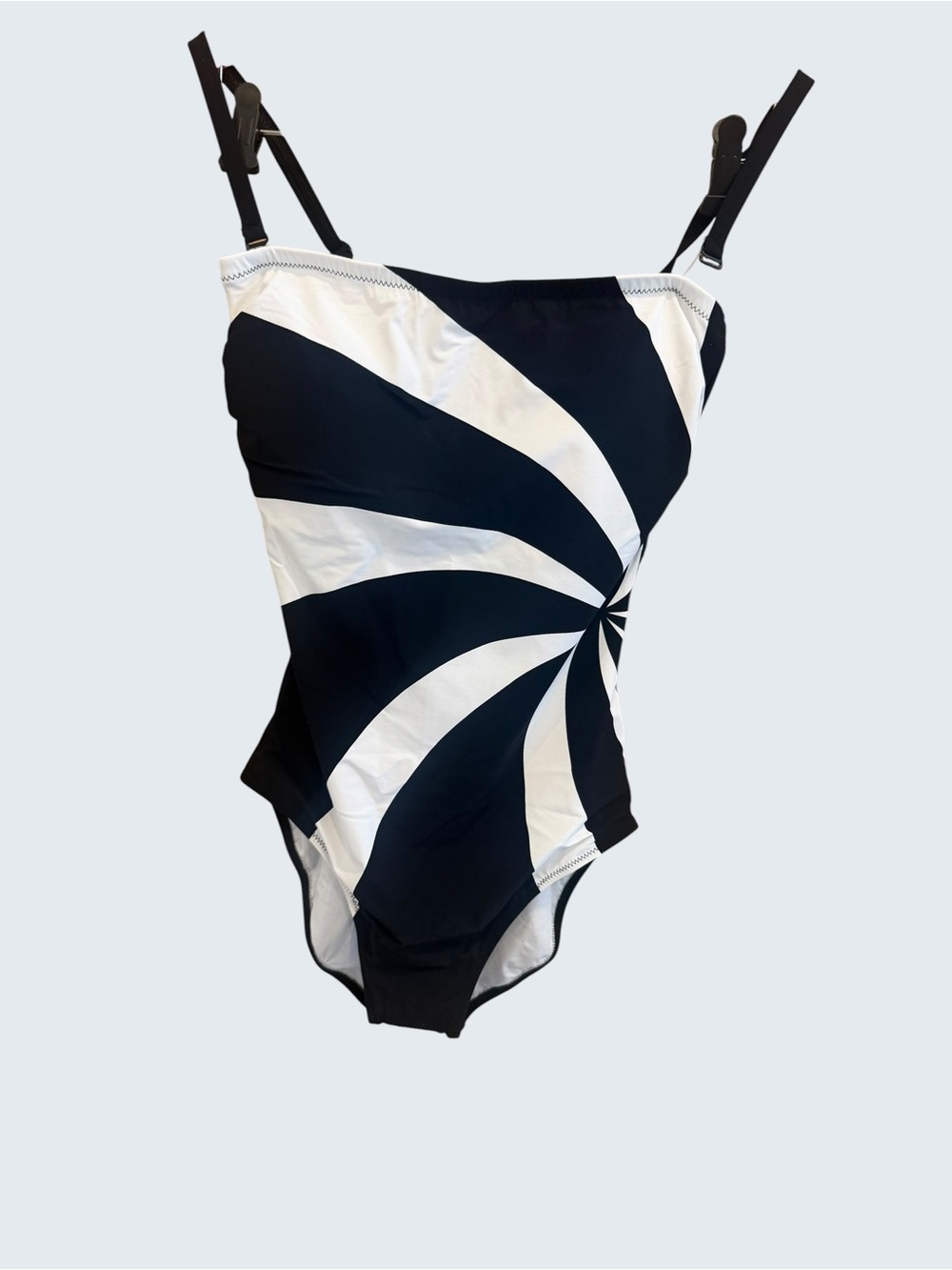 Gottex Black and White Spiral One-Piece Swimsuit